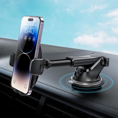 APPS2Car Suction Cup Phone Holder - Windshield/Dashboard Mount with Strong Sticky Gel Pad, Matte Black