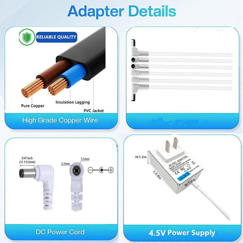 HUZUM 4.5V 6 Power Adapter with Output Jacks Compatible with Lemax Lighted Accessory AC DC Power Adapter for X'Mas