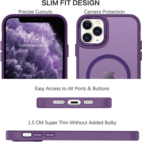 BENTOBEN iPhone 11 Pro Case - Dark Purple, Slim Shockproof, Translucent Matte, MagSafe Compatible, 5.8" Protective