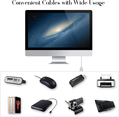 Costyle 2-Pack USB Extension Cable 6ft/2m, White 2.0 Type A Male to Female, Gold-Plated Connectors, USB Extender.