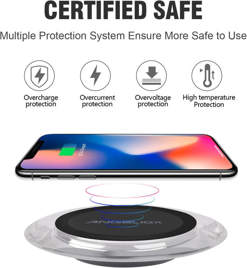 10W Fast Wireless Charger Pad Compatible with Samsung Galaxy S9/S9+/Note 8/S8/S8 Plus, iPhone Xs Max/XR/XS