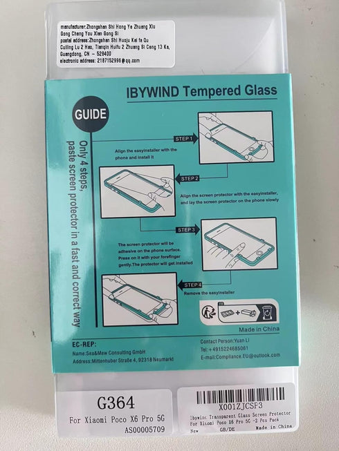 Ibywind 2 Pack Screen Protector for Xiaomi Poco X6 Pro 5G - 6.67", 9H Hardness Tempered Glass with Camera Lens Protector