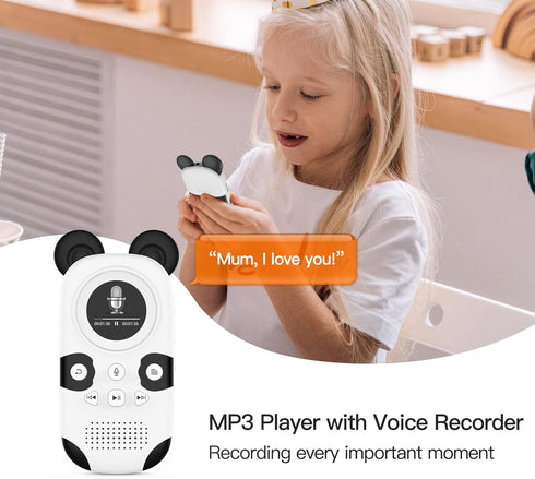 RUIZU 64GB MP3 Player for Kids, Cute Panda Portable Music Player with Bluetooth 5.3, FM Radio, Voice Recorder