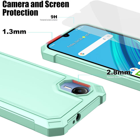 Ailiber Cricket Debut S2 Phone Case, Heavy Duty Protective Cover with Screen Protector, Mint Green