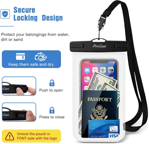 ProCase 6 Pack Waterproof Phone Pouch, Waterproof Case for iPhone 15 14 13 12 11 Pro Max XS X, Cell Phone Holder with