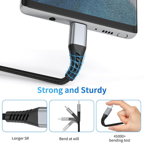 6 Inch USB C Cable Short, 0.5ft 3-Pack Braided USB A to USB C Fast Charging Cord for Samsung Galaxy S23 S22 Note 20,
