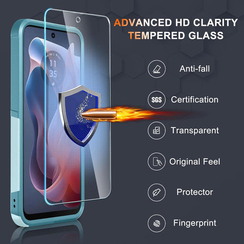 for Motorola Moto G Play 2024 Case - Full Body Heavy Duty Rugged Shockproof Protective Phone Cover with Lanyard Strap