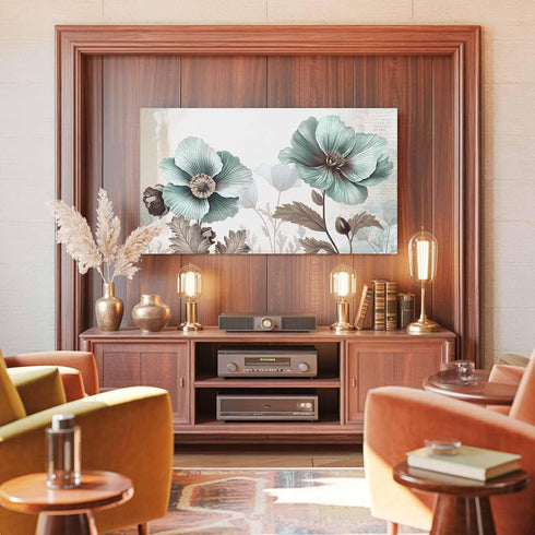 Singingin 85 Inch, Blue Broccoli TV Dust Cover Vintage Victorian Style Flowers Computer Monitor Cover Dustproof