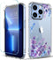 iPhone 13 Pro Max Case with Screen Protector, Floral Clear Shockproof Soft TPU Bumper Cover 6.7 Inch (Lavender/Purple)