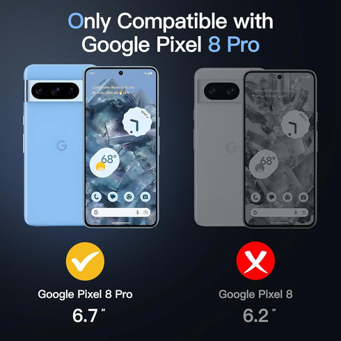 JETech Magnetic Case for Google Pixel 8 Pro 6.7-Inch 2023, Compatible with MagSafe, Translucent Matte Back Shockproof Phone Cover (Bay)