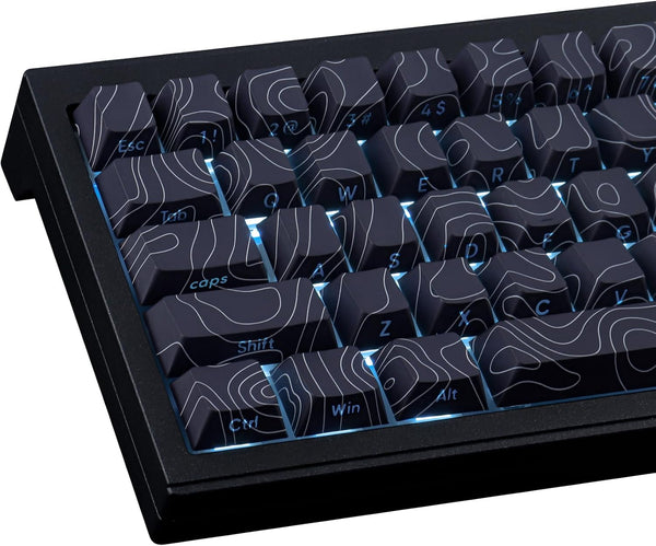 Tsungup Custom Keycaps, PBT Side Printed Keycap Set, 135 Keys Contour Line Keycaps for Cherry MX Switches, Black