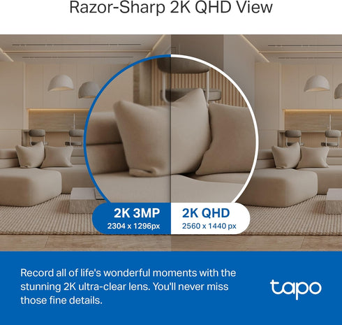 Tapo 2K 2-Way C220) TP-Link QHD Pan/Tilt Security Camera for Pet Camera, Baby Monitor, Motion Detection, Motion