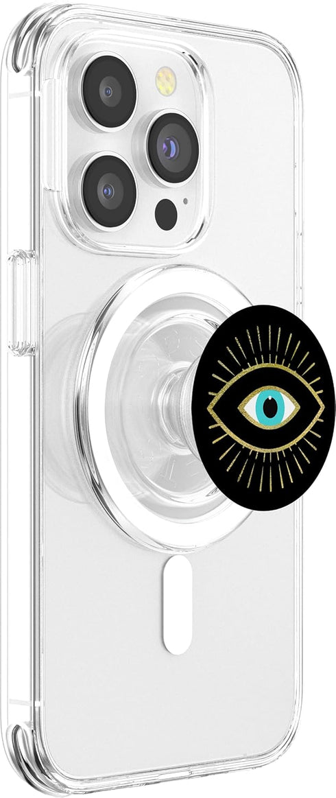 Yellow Evil Eye Black PopSockets MagSafe PopGrip for iPhone