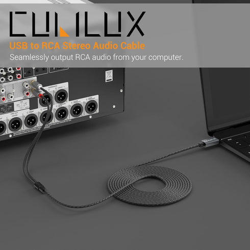 384KHz/24-bit 2 2RCA 6 Cubilux USB to RCA Audio Cable with DAC, USB A Male to Male RCA Stereo AUX Cord, Auxilary Cable