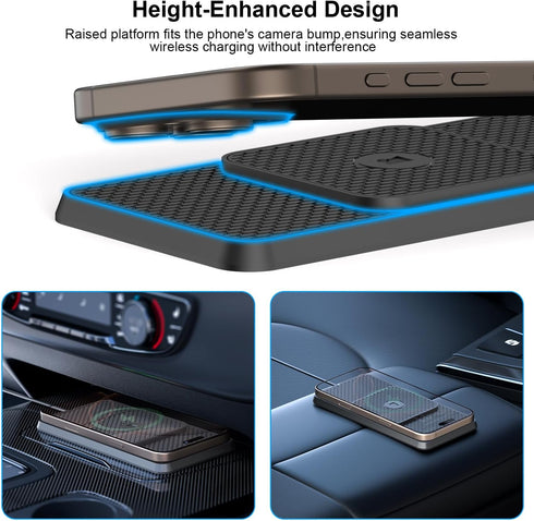 REESTECQI 15W 30cm 70cm 16 Pro/15/14/13 Wireless Car Charging Pad, Fast Wireless Car Charger Pad Non Slip Charging Mat