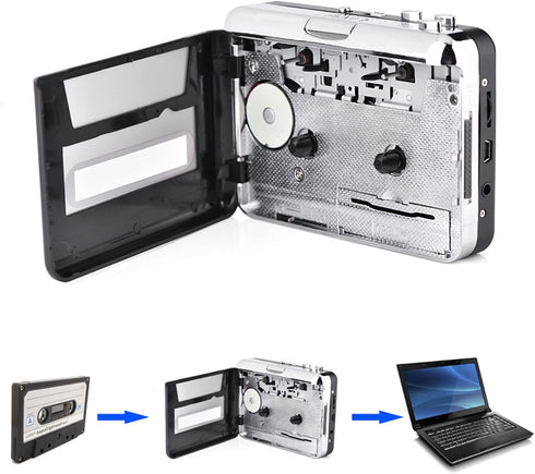 Vvikizy Cassette Cassette MP3 Cassette mp3 Cassette mp3 Microcassette Player USB Tape to PC CD Switcher Clear Stereo