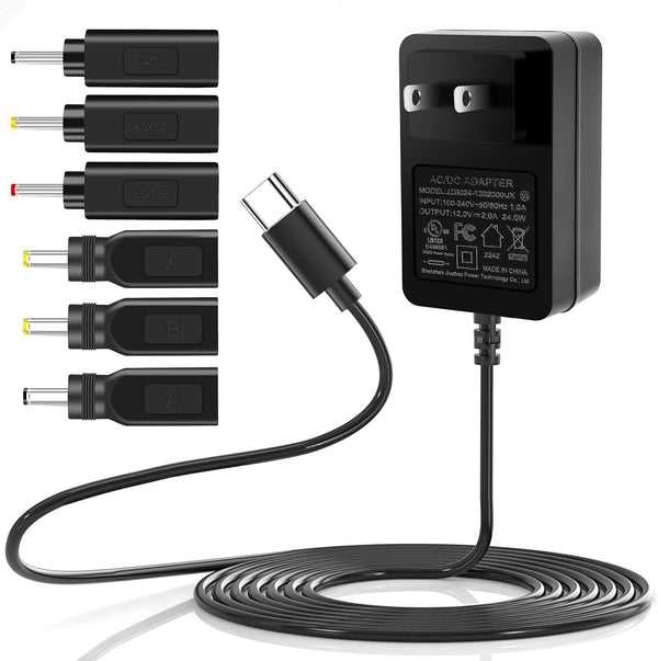 WAMOVAL Type C Power Supply 12V 2A 24W Universal AC/DC Adapter 100-240V 50-60HZ