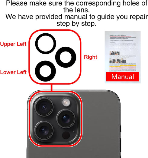 2PCS ASDAWN Back Rear Camera Lens Glass Replacement for iPhone 15 Pro Max 6.7 Inches with Installation Manual