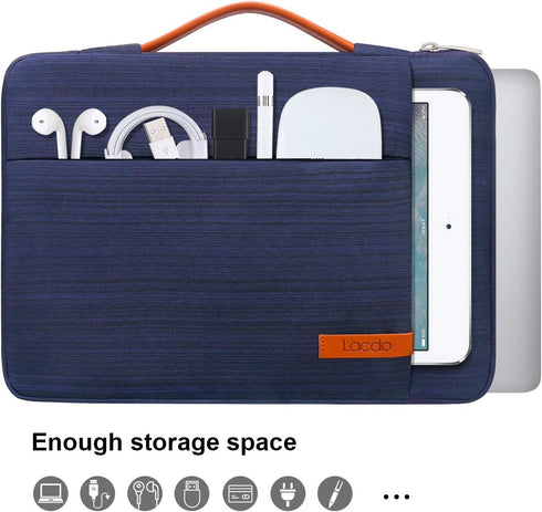 Lacdo 360° Protective 14 Inch Laptop Sleeve Case for HP Lenovo Dell ASUS Acer Chromebook 14, Blue