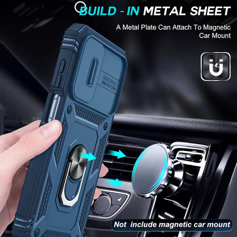 LeYi Galaxy A15-5G Case: Military-Grade Shockproof, Blue, with 2 Tempered Screen Protectors & Credit Card Holder.