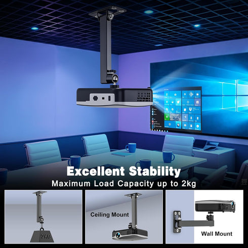 BAISHUN 1/4-Inch 360-degree Setup Projector Stand, Wall and Mini Ceiling Mount with Thread, Rotation, Adjustable Tilt