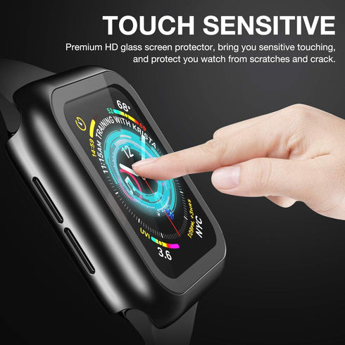 Case for Apple Watch 38MM Series 3/2/1 with Built-in Tempered Glass Screen Protector, Ultra-Thin Bumper Hard PC Cover