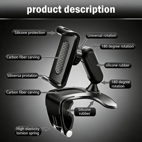 KoiLuvGo 360 4-7 Inch Universal Car Phone Holder, Degree Rotating Holder, Car Dashboard Phone Holder, Multifunctional