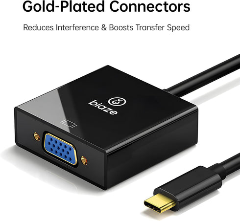 biaze 1080p@60Hz USB C to VGA Adapter, PlugandPlay Type C to VGA Converter for Phone, Laptops & PC Video Output