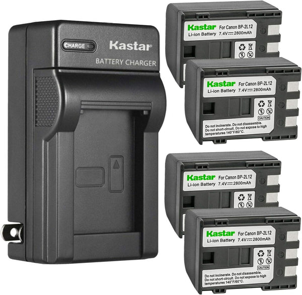 Kastar 4-Pack Battery and AC Wall Charger Replacement for Canon MV850i, MV880X, MV890, MV900, MV901, MV920, MV920i,
