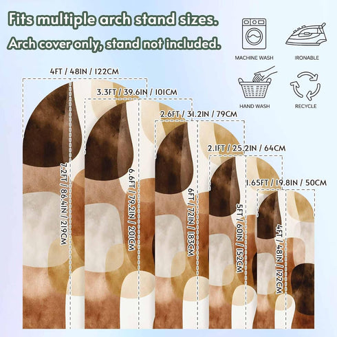 LFoveYuamer 7.2 Ft Arch Backdrop Cover, Brown Geometric Decorative Wedding Arch Covers Spandex Fitted, Middle Century