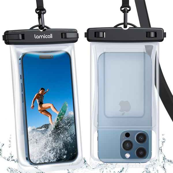 Lamicall 2PCS Waterproof Phone Pouch Floating - IPX8 Water Proof Cell Phone Case for 4-7" Devices