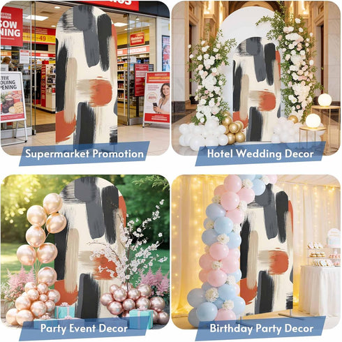 Jnbasdffb 6.6 Black Geometric Wedding Arch Cover, Stretchy Spandex Arch Backdrop Stand Covers FT, Grey Abstract Oil