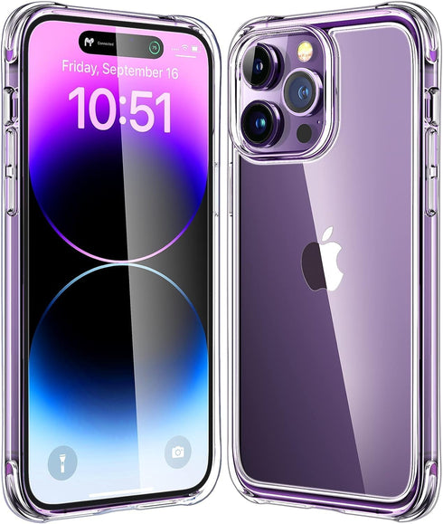 Mkeke iPhone 14 Pro Case Clear, Military Grade Protection, Not Yellowing Shockproof Phone Cover