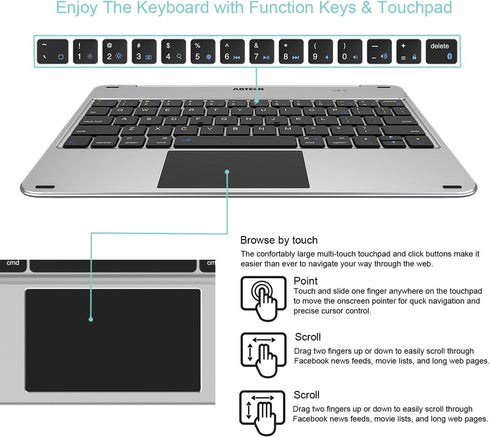 Keyboard Case with Trackpad, Arteck Bluetooth Keyboard with Folio Full Protection Case for Apple 10.9-inch iPad 10