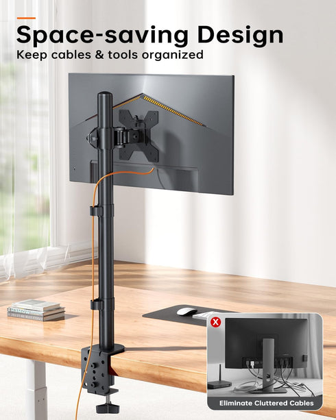 H&C(hcck&Cllassp) 13-27'' 31.5 Inch 17.6lbs 75x75-100x100mm Monitor Arm Desk Mount for Monitors, Single Extra Tall