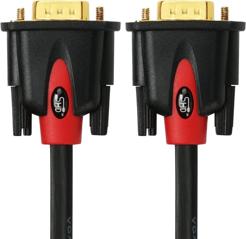 SHD VGA Cable 3Feet, VGA to VGA Monitor Cable HD15 SVGA for PC Laptop TV Projector Black and Red Color by SHD