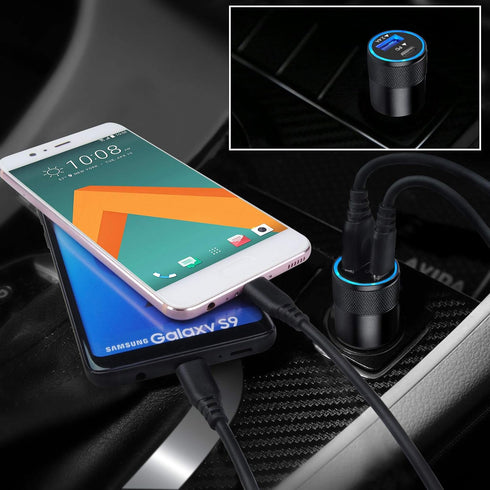 USB C Fast Car Charger for Samsung Galaxy S24 S23 Ultra S22 S21 S20 Plus A15 A52 A55 A54 F23 F52 Note 20, 30W 2 Port