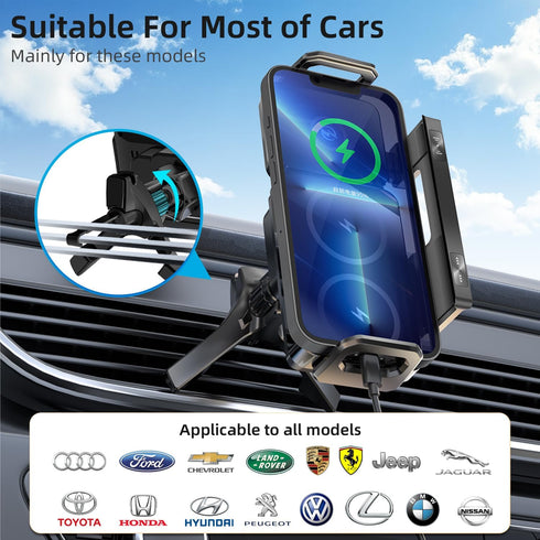 TZZPL 15 Car Phone Holder, Ultra Stable Dashboard Air Vent Cell Phone Car Mount, Watt Dual Coil Fast Charger, Rotating