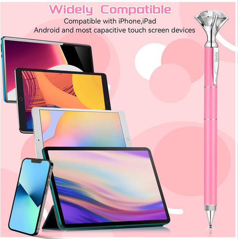 Big Diamond Multi-Tips Stylus Pen for Touch Screens - Capacitive Universal Stylist Pen for iPad, iPhone, and All