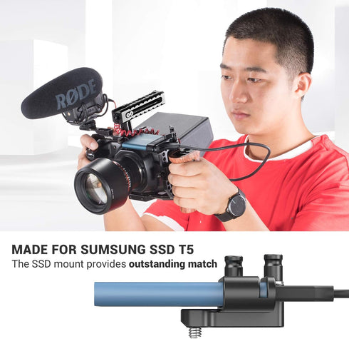 SMALLRIG Mount Bracket SSD Holder for Samsung T5 SSD, Compatible with BMPCC 4K & 6K and Z CAM (New Version) – 2245B