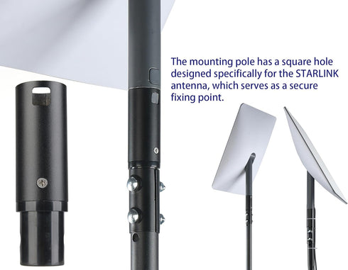 Starlink Mounting Kit: Adjustable Pivot/Lock Bracket & J-Pole Mast for Wall, Eave or Roof Mounting, V2 Compatible