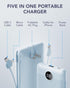 VRURC Portable Charger with Built-in Cables and AC Wall Plug, 10000mAh USB C Power Bank for Smart Phones, Tablets Blue