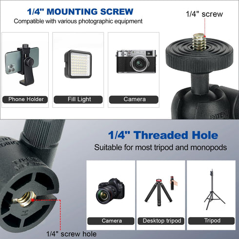 koolehaoda 1/4" 360 Cell Phone Tripod Mount Adapter with Universal Swivel Mini Ball Head, Rotates Adjustable Cell Phone