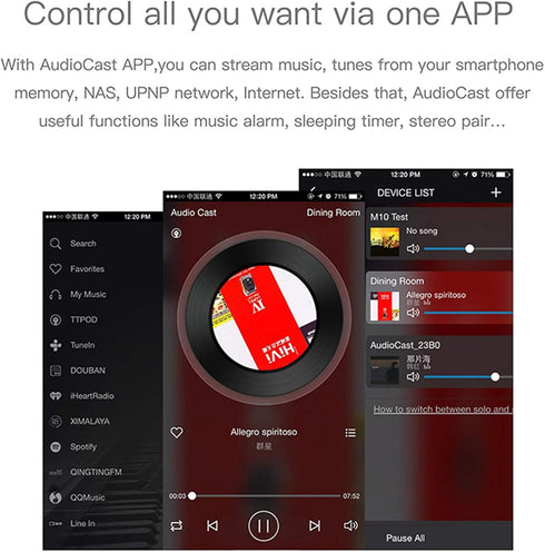 M5 AudioCast HiFi Music Receiver, Airplay DLNA for iOS & Android, Wireless Sound Streamer Multi Room Supported