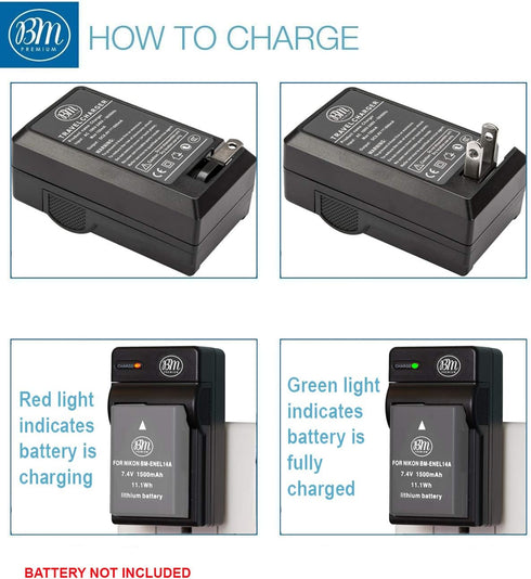 BM Premium EN-EL25 Battery Charger (MH-32 Replacement) for Nikon Z30, Z50, Z fc Digital Cameras