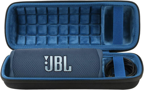 co2CREA Hard Travel Case for JBL Flip 6 FLIP 5 Waterproof Portable Bluetooth Speaker (Black Case + Blue Inside)