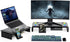 Dual Monitor Stand for Desk, Foldable Riser with RGB Light, Computer Monitor Stand Riser, Desktop Organizers (Black)