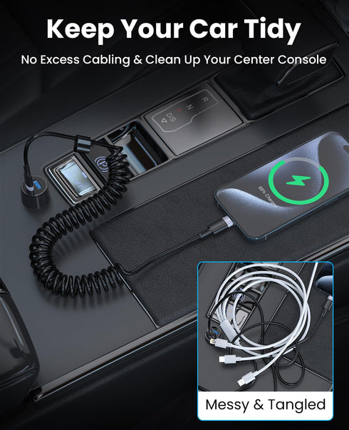 Coiled USB A to USB C Cable, 2 Pack, 3 FT, CarPlay and Android Auto Compatible with iPhone 15, MacBook, Galaxy S23