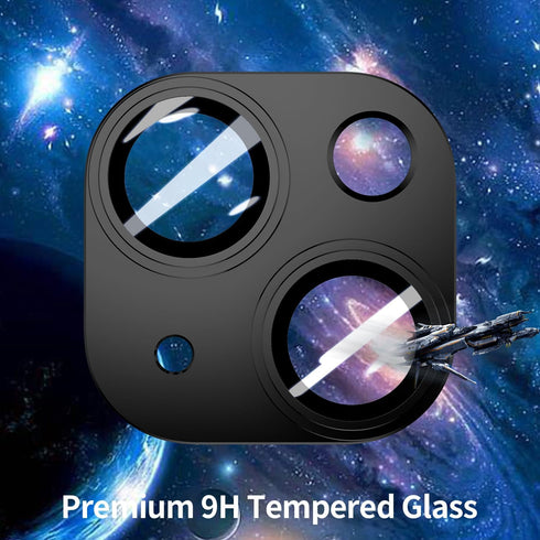 iPhone 15 / 15 Plus Camera Lens Protector, 2 Pack, Tempered Glass Screen Cover Film, Matte Alloy Metal, Black