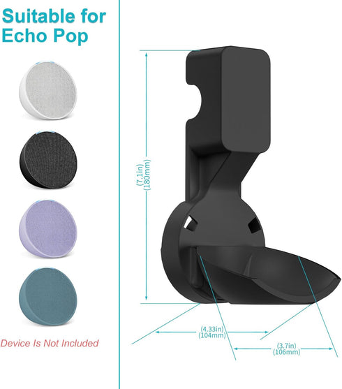 Wall Mount Holder for Echo Pop, Outlet Hanger Stand for Echo Pop, Built-in Cable Management, Black